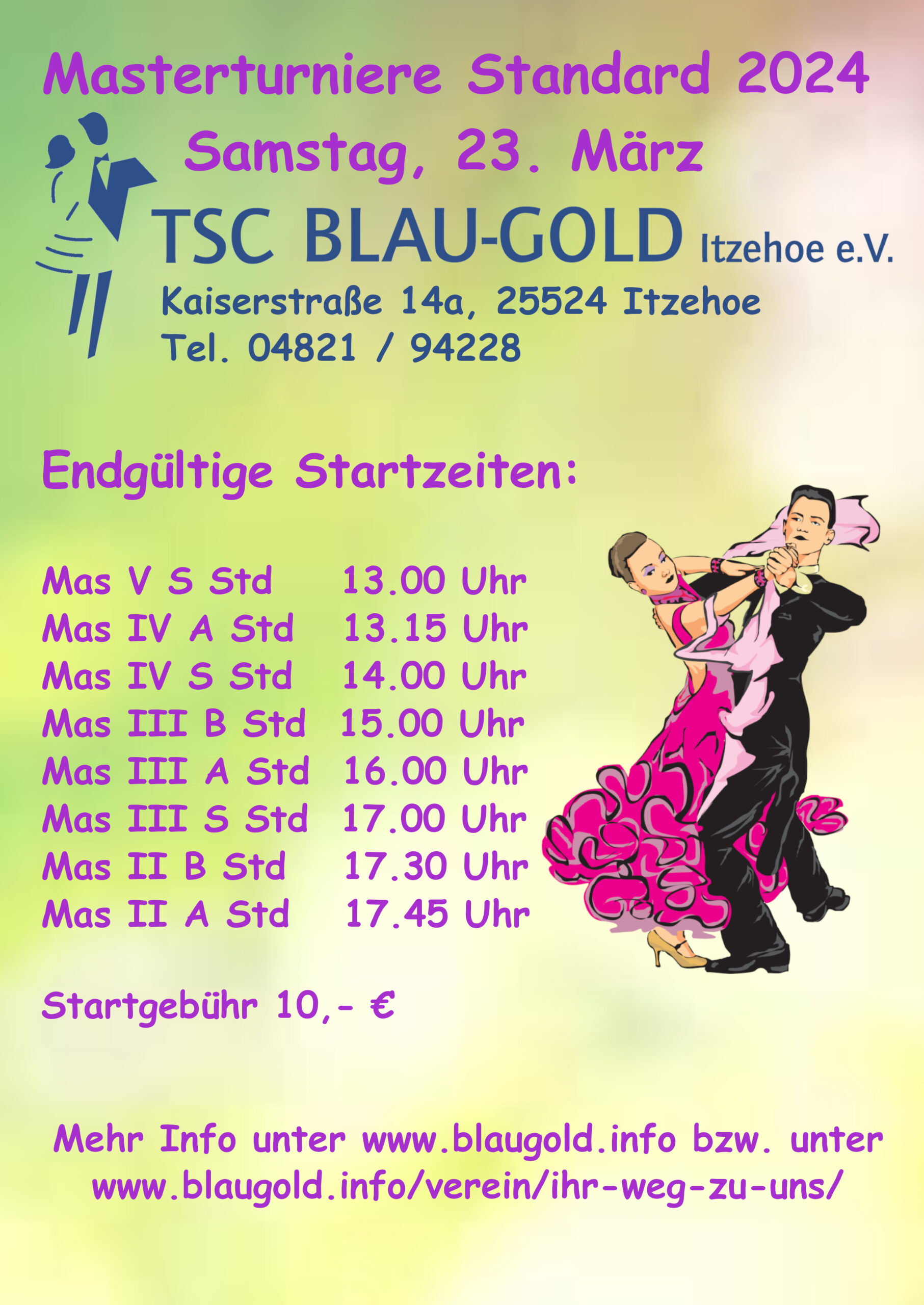 2024 Werbung März Master Turniere endgültige Startzeiten TSC Blau